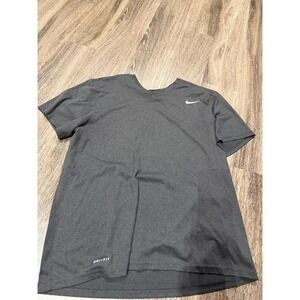 Nike Dri-FIT V-Neck Short Sleeve Training Shirt Charcoal Grey Mens Large